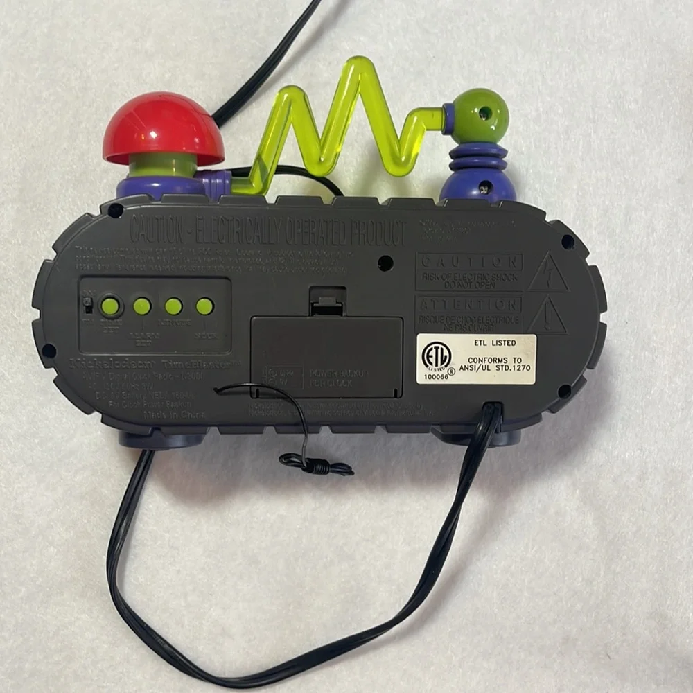 Vintage Nickelodeon Purple Lime Green Clock Radio 1995 90s Kids Teen Timeblaster - Picture 8 of 12